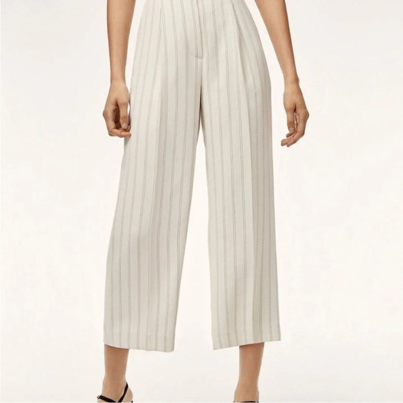 Wilfred Talin Black White Striped Crepe Wide
Leg Cropped Pants Size 4 office. - Picture 5 of 15